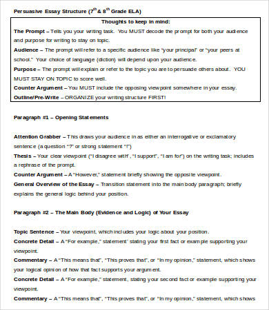 persuasive essay structure pdf