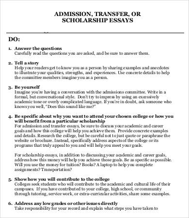 college transfer essay template