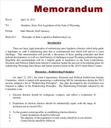 How to write an office memorandum