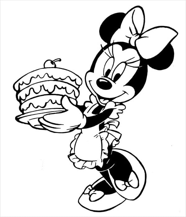 birthday minnie mouse coloring page