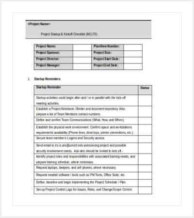 project checklist template word format min