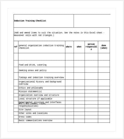 induction training checklist excel format min