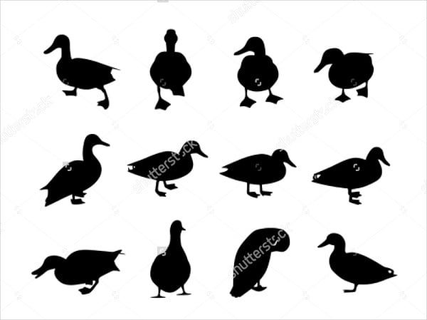 black and white duck silhouette