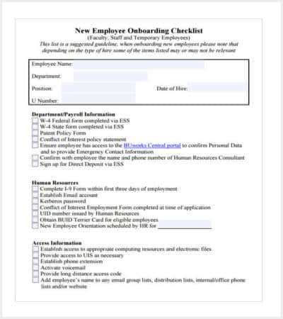 new employee onboarding checklist min