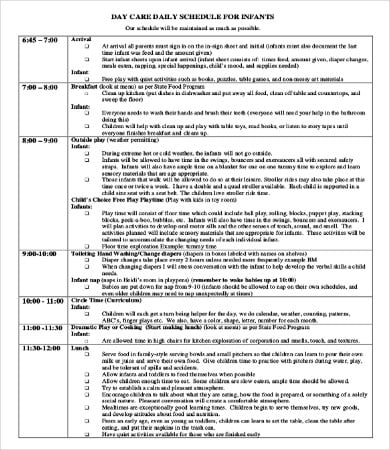 infant feeding daily schedule template