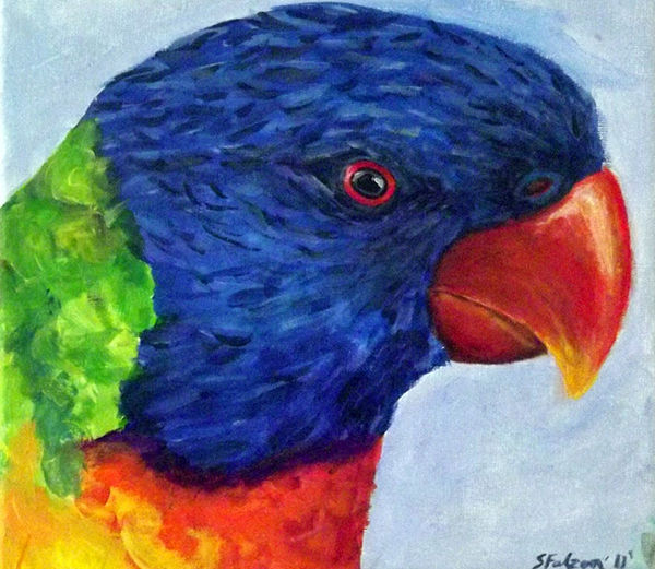 acrylic painting of bird