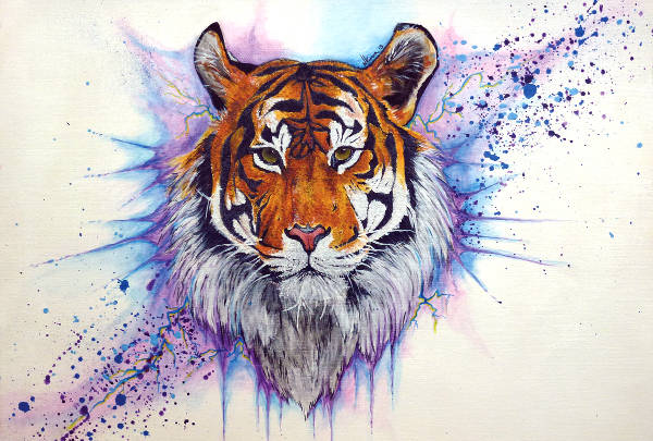 acrylic tiger painting paintings abstract watercolor templates template animals deviantart easy source tattoo