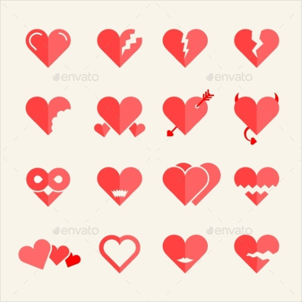 flat heart icons