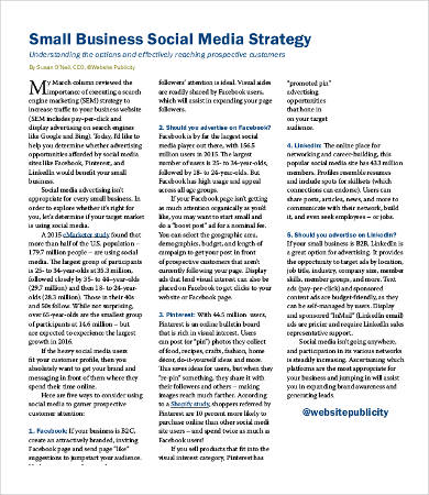 small business social media strategy example
