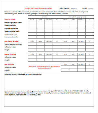 sales report template excel