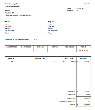 sales invoice template excel