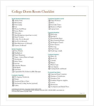 dorm room inspection checklist