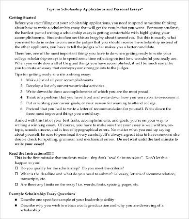 Scholarship essay examples about yourself