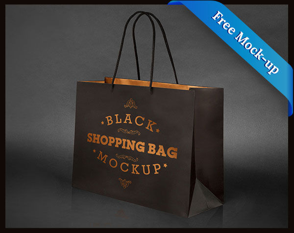 black paper bag mockup