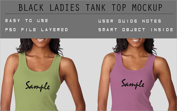black ladies tank top mockup