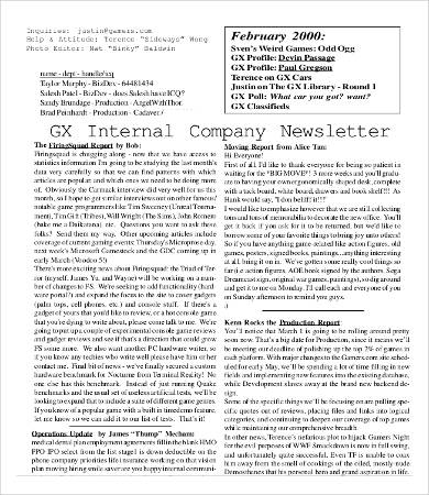 internal company newsletter template
