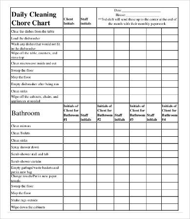 Cleaning Schedule Chart