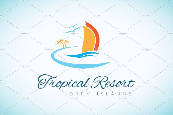 tropical resort logo template