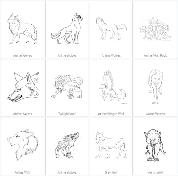 Anime Wolf Coloring Page | Easy Drawing Guides