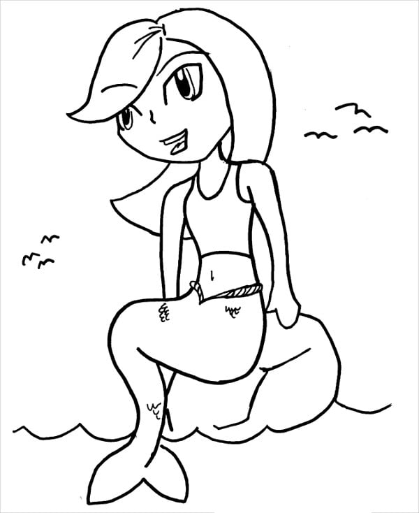 mermaid anime coloring page