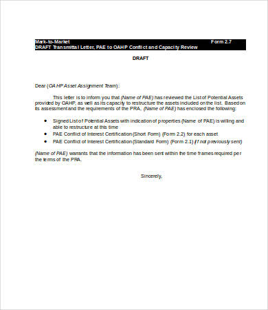 transmittal letter template