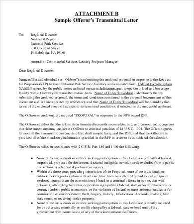 lease transmittal letter