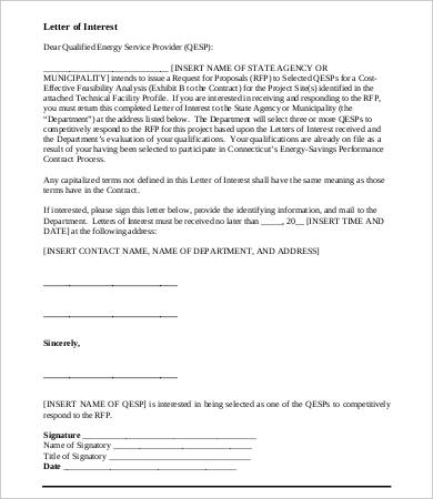 letter of interest for proposal