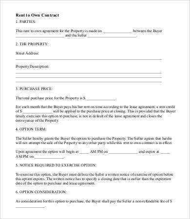 Rent To Own Contract Template - 9+ Word, PDF Documents ...