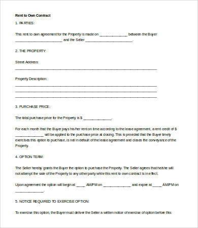 Rent To Own Lease Agreement Template Free DocTemplates