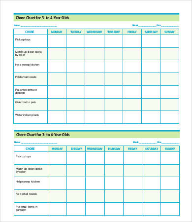 Chore Chart for Kids - 7+ Free PDF Documents Download