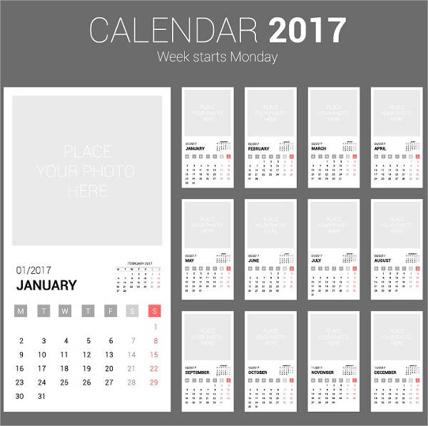 daily photo calendar template
