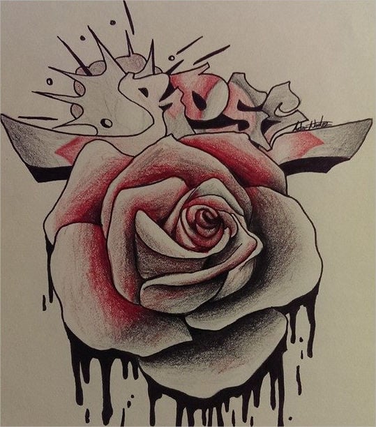 graffiti rose drawing