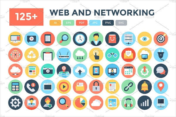 125 flat web and networking icons1