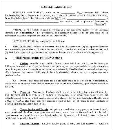 Resell Rights Sample FREE 11+ Reseller Agreement Templates in Google Docs | MS Word | Pages ...