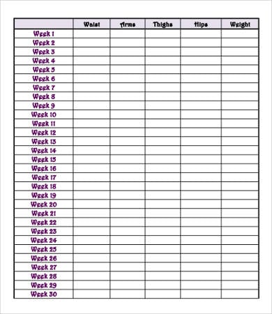 weekly-weight-loss-measurement-chart-template