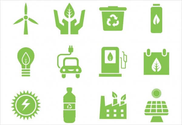 free set of green environment icons