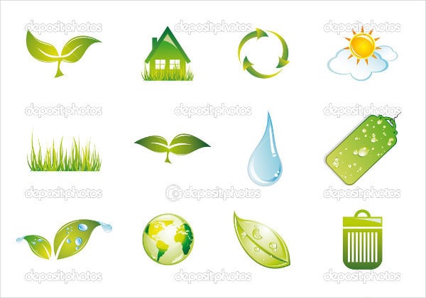 green environment icon set