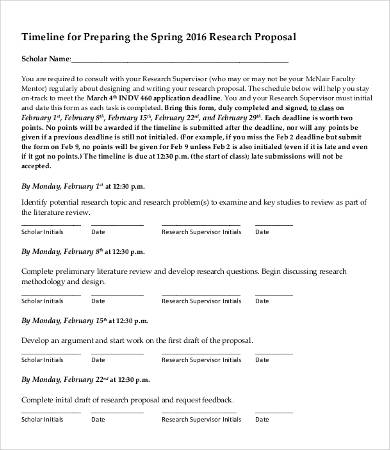 research proposal timeline template