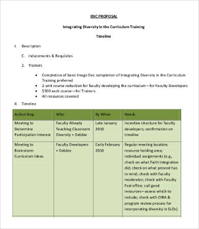 training proposal timeline template