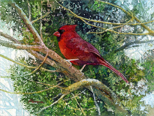 bird on tree painting