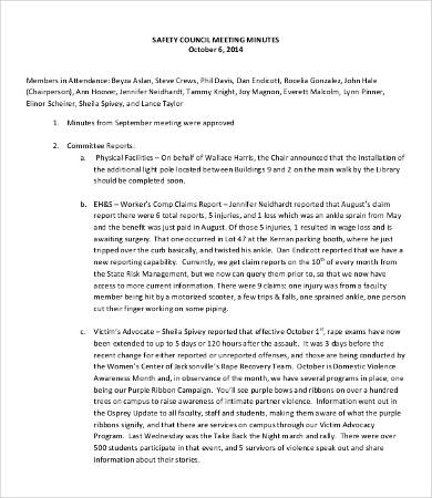 safety council meeting minutes template