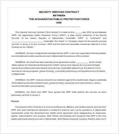 editable security company contract template min