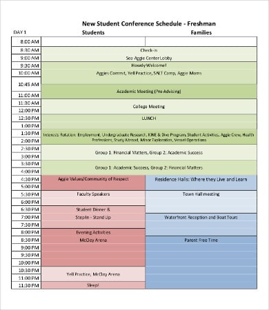 student conference schedule