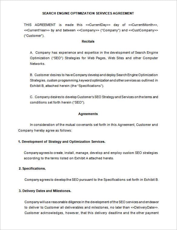 General Agreement Service Contract Template Microsoft Word Master 