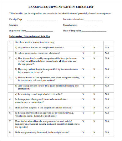 Equipment Checklist Template - 18+ Word, PDF Documents Download | Free ...