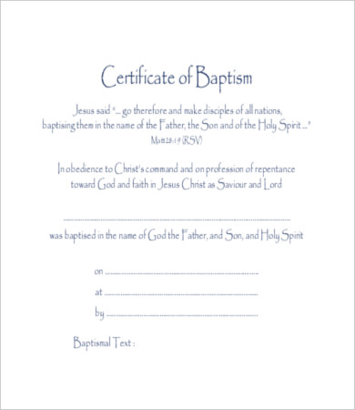 Baptism Certificate Template - 15+ Free PDF, Word Documents Download ...