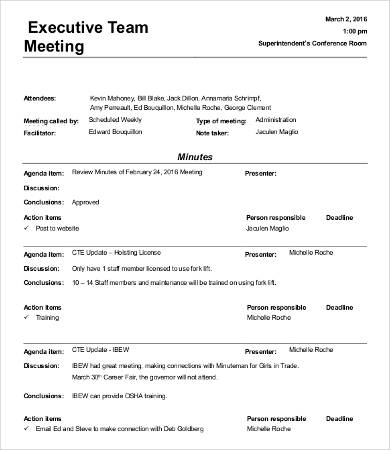 Informal Meeting Minutes Template - 9+ Free Word, PDF Documents Download