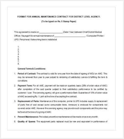 free annual maintenance legal contract template download min