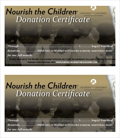 blank donation certificate