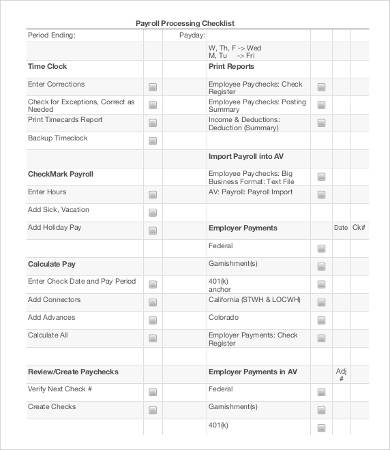 payroll process checklist template